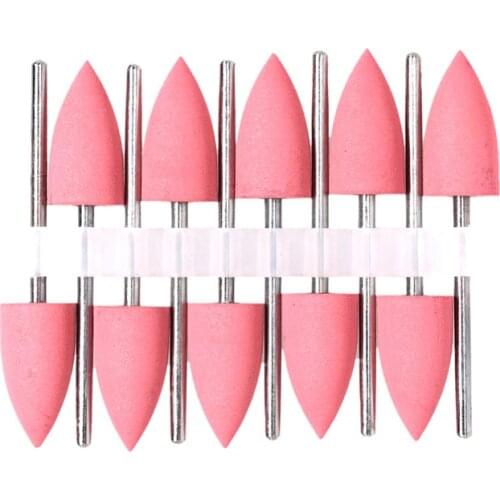 10 pcs Dental Silicone Rubber Polisher Grinders for Oral Intial Resin Base Hidden Denture Polishing Burs 410