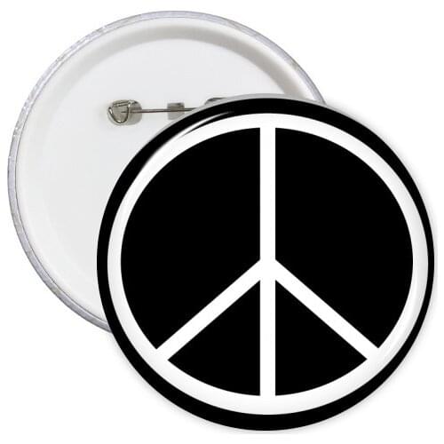 Black White Peace Symbol Nuclear Disarmament Design Illustration Pattern Round Pins Badge Button Clothing Decoration Gift 5pcs
