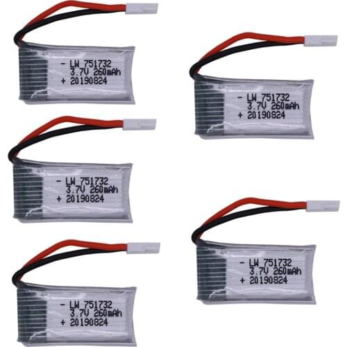5pcs/lot 3.7V 260mAh Lipo Battery for H8 H48 RC battery drone accessories H8Mini battery Spare parts 3.7 V 751732 25C