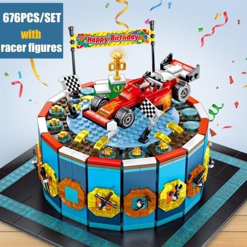New 676PCS Birthday Gift Cake Toys Gift Racing Car Style City Idea Creator Building Blocks Bricks Model Toys Gift Kid