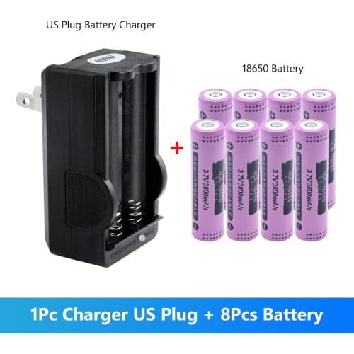 8pcs 3800mah 18650 3.7v Li-ion Lithium Rechargeable Battery +us/eu Plug Usb Charger For Torch Power Bank Microphone Flashlight