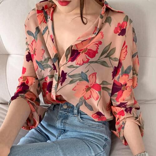 Bella Philosophy 2020 Women Spring Sexy Floral Chiffon Blouse Female Long Sleeve Loose Tops Lady Elegant Ruffled Street Shirts