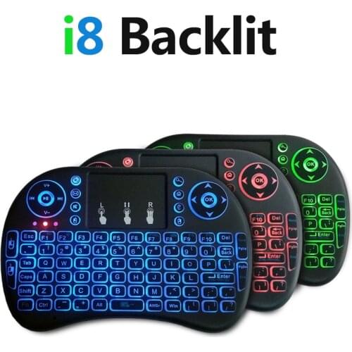 Backlit i8 Mini Wireless Keyboard 2.4G English Russian French Spanish Air Mouse with Touchpad Remote Control for Android TV Box