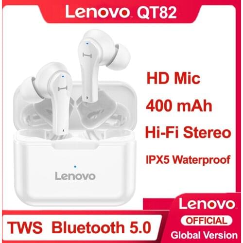 Global Lenovo QT82 Wireless Bluetooth Earphone Touch Control Headset Stereo HD MIC Talking 400mAh Big Battery IPX5 Waterproof