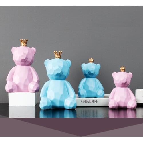 BIG AND SMALL CROWN TEDDY BEAR SALE PACK TABLE DECORATION CUTE ANIMAL SCULPTURE WEDDING GIFT HOME DECOR CHILDREN ROOM ORNAMENT