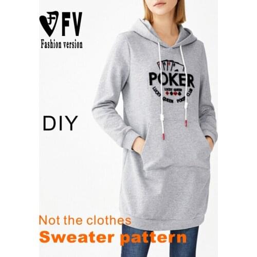 Cutting drawing female soil leisure hooded long guard clothes structure drawing 1:1 paper pattern physical BWY-26