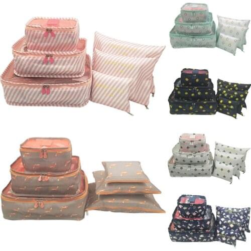 Korean Style 6 Pcs/set Travel Packing Organizers Waterproof Nylon Luggage Suitcase Pouch Clothes Finishing Package Accessories
