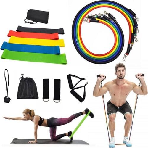 17Pcs/Set Latex Resistance Bands Crossfit Training Exercise Yoga Tubes Pull Rope,Rubber Expander Elastic Bands Fitness With Bag