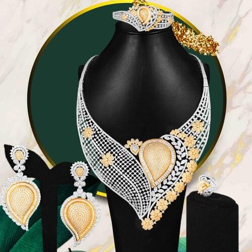 Blachette Exquisite Fashion Jewelry For Women Wedding Celebration African Indian High-quality Cubic Zircon Dubai Bridal Jewelry