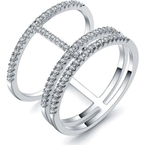 Simple White Multi Layer Jewelry Promise Cz Stone Leisure Rings For Women Zircon Bagues Pour Femme Zk40