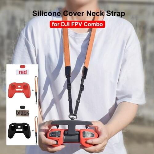 For DJI FPV Combo Silicone Cover Neck Strap for DJI FPV Drone Remote Controller Protetcive Case Skin Anti-Lost Lanyard Accessory