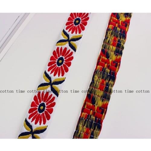 5yards Embroidery Sunflower Tape Embroidered Ribbon Sewing Accessory 5cm wide ethinic embo ribbon Accessory for bag garment