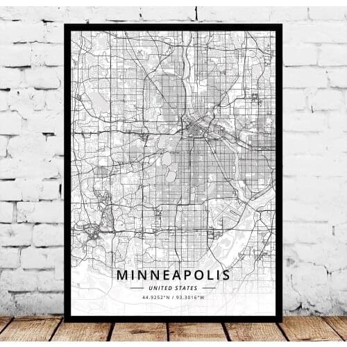Minneapolis MN Minnesota USA United States of America Map Poster