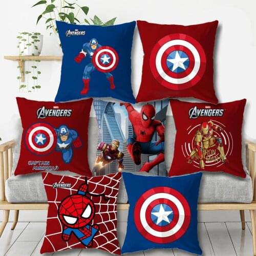 Disney Cushion Cover Pillowcase Spiderman Captain Iron Man Pillow Cases on Bed Sofa Boy Birthday Gift 40x40cm 45x45cm