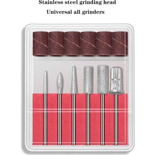New Nail Art Stainless Steel Polishing Head 6 Sets Drill Bit Rotary Electric Nails File Machine File for Manicure Pedicure Tools