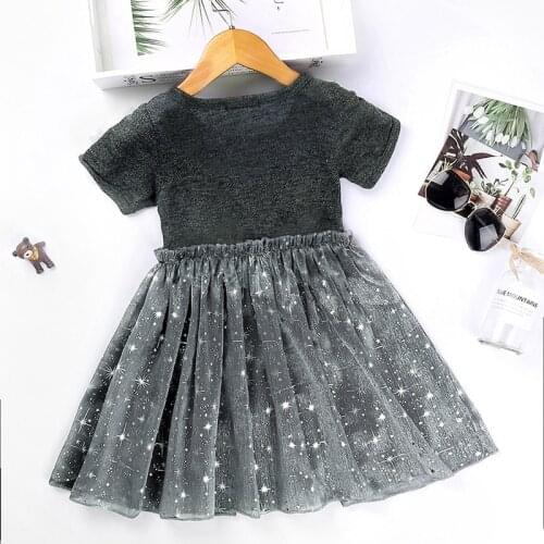 2021 New 100% Cotton Summer Clothes Casual Version Hot Selling Girl Dress Girl Spring Summer Bow Star Gauze Short Sleeve Dress