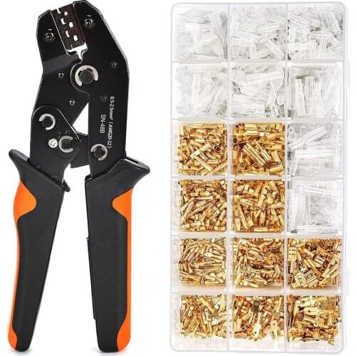 Crimping pliers flat receptacle set Ferrule crimping tool with 500 pieces cable lugs set pliers wire crimp terminal crimping set