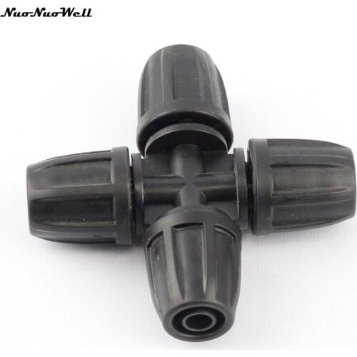 2pcs NuoNuoWell Threaded Straight Cross 8/11mm Hose Locked Straight Cross for Micro Irrigation Drip System Plastic Connector