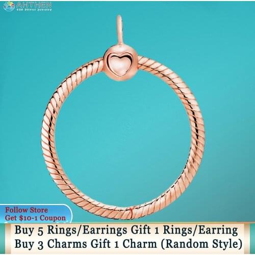 Ahthen 925 Sterling Pendant Silver Rose O Pendant fit Original Pandora Necklaces for Women Jewelry Making Birthday Girl Gift