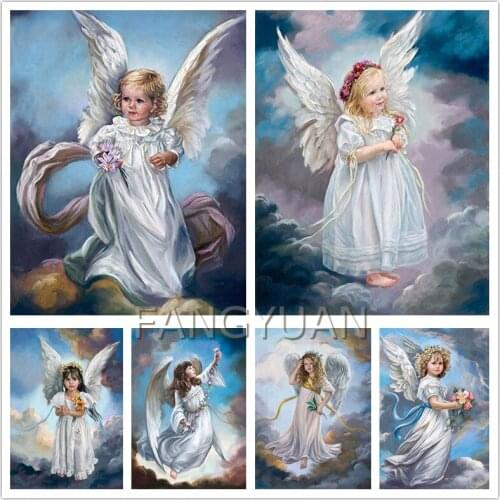 Full Square/round Drill Diy Diamond Painting Angel Girl Cloud 5D Diamond Embroidery Mosaic Wall Art Pictures Fro Home Decoration