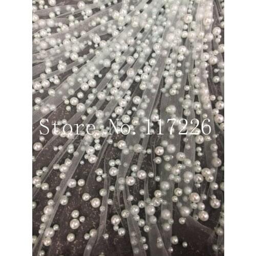 Full beaded African net with two different beads latest French lace fabric fancy style for women dress