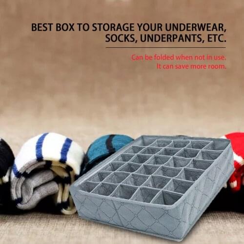 Portable 30 Cell Foldable Bamboo Charcoal Underwear Socks Drawer Organizer Storage Box Polypropylene Non-woven Seperate Box 11L