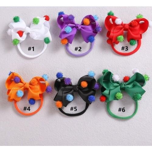 Wecute Baby Girl Headband Christmas Hairband Nylon Hair Accessories Elastic Hair Loop Bow Hair Ball Party Decoration