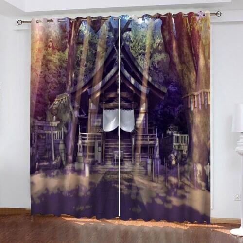 Nature personality Wood Building Cabin photo print 3d curtain Curtains Decoration European For Living room Blackout
