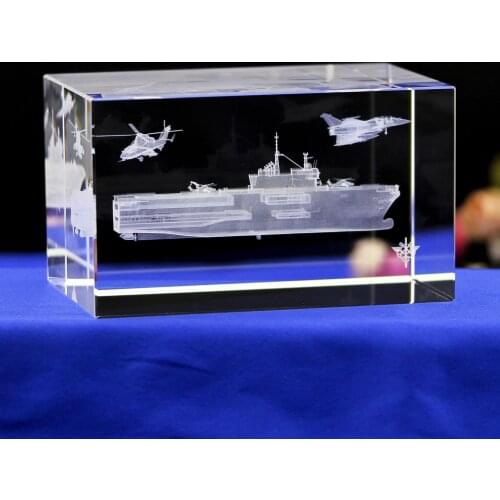 Crystal Glass 3D Carved handicraft ornaments creative gifts Navy veterans souvenirs Home Decor