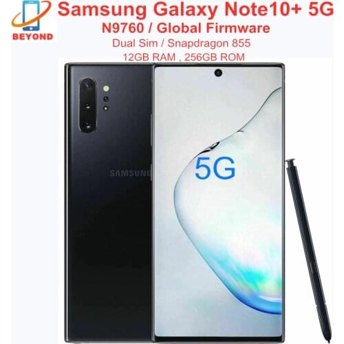 Samsung Galaxy Note10+ Note10 Plus 5G N9760 Dual Sim 256GB ROM 12GB RAM Octa Core 6.8" Snapdragon 855 Original Cell Phone