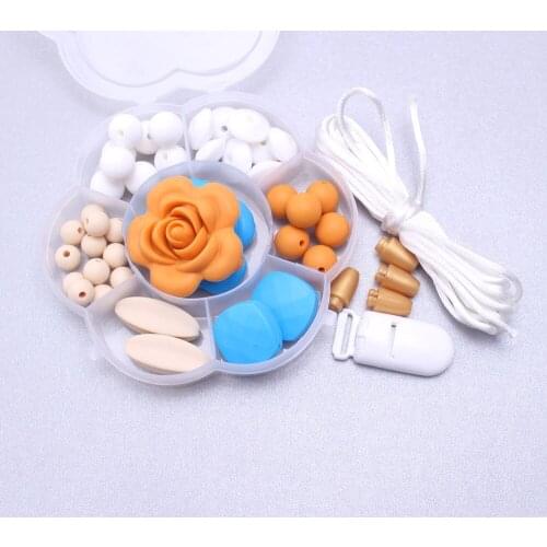 MHS.SUN Orange Color DIY Silicone Beads Soft Baby Teething Beads Set For Nursing Chew Baby Comfort Teether Necklace Jewelry Make