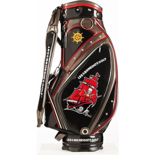 Golf Standard Bag LEEB Cart Bags With Rain Hoods PU Leather 5 Ways Embroidery Golf Tour Staff Bag