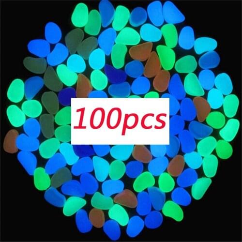 100pcs Garden Glow In the Dark Luminous Pebbles For Walkways Plants Aquarium Fish Tank Decor Glow Stones Garden Decoration