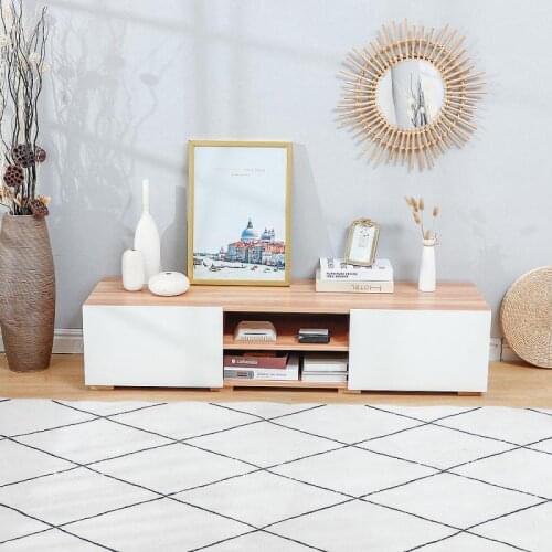 TV Cabinet Television Stands Modern Living Room Double Sliding Doors Drawer Storage Organizer Furniture Tables Coffee Table HWC