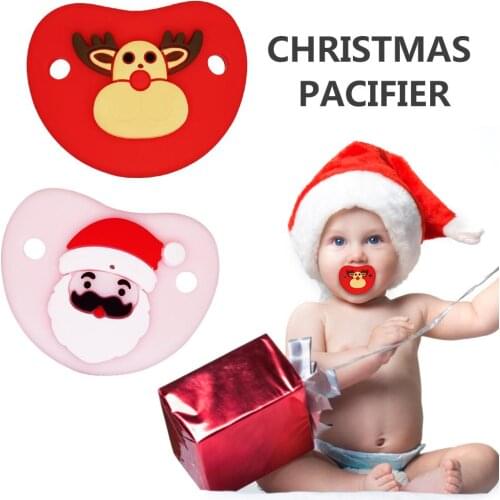 Unique Cute And Safety New Products Christmas Pacifier Santa Soft Skin-friendly Silicone Pacifier for Baby