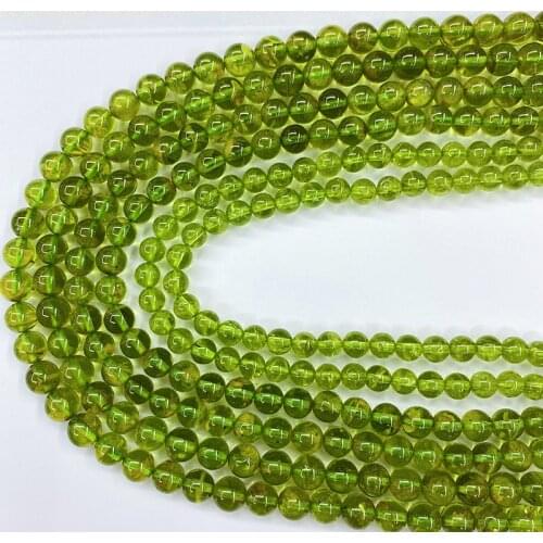 5mm6mm7mm Peridot Natural Emerald Green Gemstones Round Bead Cure Wealth Stone Energy Crystal Yoga Bracelet Necklace Loose Stone