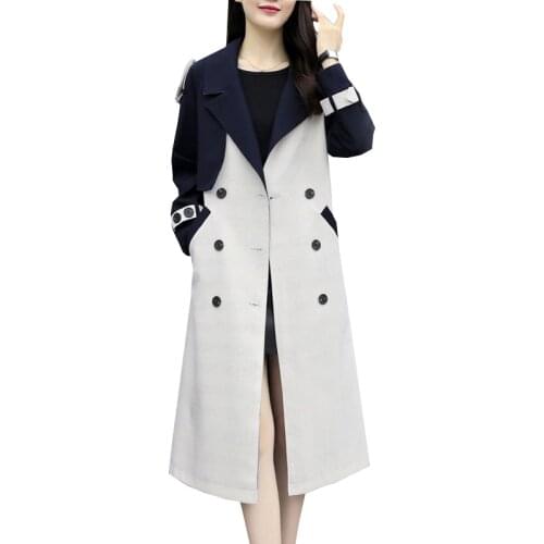 Boutique long windbreaker coat womens 2020 spring new knee popular Korean autumn double-breasted jacket womens clothing