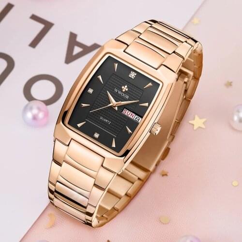 WWOOR 2021 New Square Women Watches Fashion Designer Bracelet Clock Luxury Rose Gold Ladies Casual Dress Wristwatch Montre Femme