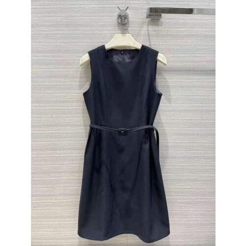 2021 Autumn Dresses Fashion Sleeveless O Neck Wool Silk Dress for Women