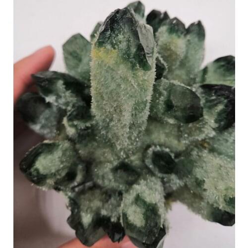Natural Green Ghost Phantom Quartz Crystal Cluster Healing Specimen wedding decoration aquarium