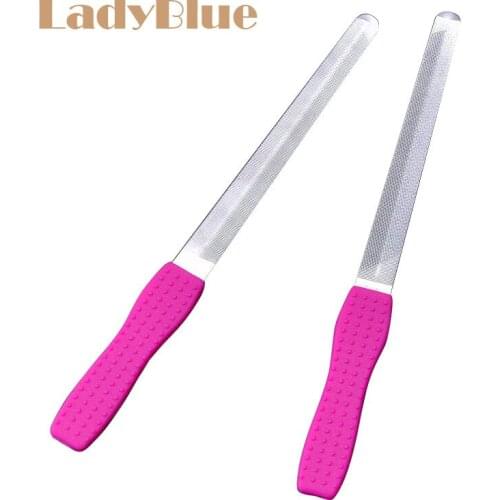 2pcs/lot Professional Double Side Grinding Rod Manicure Pedicure Scrub Buffing Stick Silicone Handle Nail Arts Tools