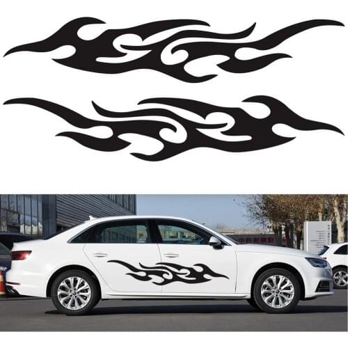 2Pcs Car Styling Black White Red Yellow Flames Totem Decals Stickers For Car Front Cover Body Vinyl Sticker Art Decor