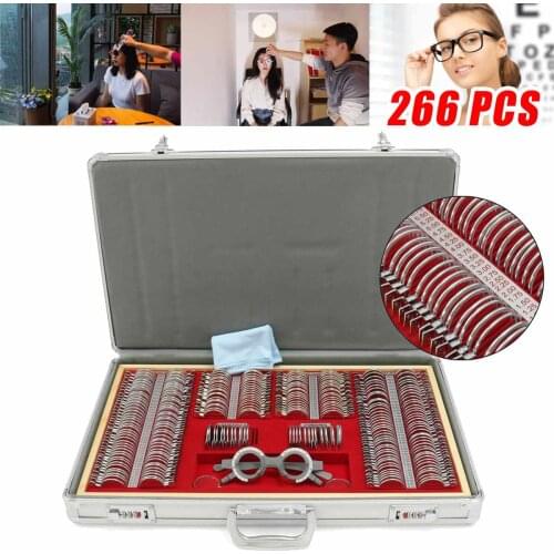 266Pcs Adjustable Optometry Test Optical Trial Lens Set Metal Rim Aluminium Case Optometria Tool Eye Testing Trial Frame Glasses