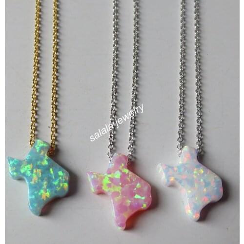 30pc/lot Mix Colors 12mm Texas Opal Necklace Synthetic TEXAS Map Opal Necklace 925 Sterling Silver TEXAS Opal Necklace
