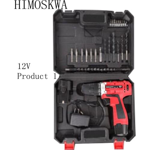 HIMOSKWA Rechargeable Lithium Battery12V /21V Mini Electric Drill bits Electric Screwdriver household electric tools