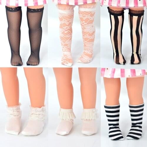 Doll Accessories Variety of color doll socks for 40cm dolls Girls gift Fashion doll long leg stockings