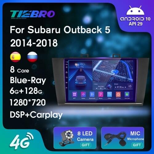 DSP QLED Screen Android 10.0 Car Radio Navigation GPS Player For Subaru Outback 5 2014 - 2018 Octa Core 6GB+128GB No 2 Din DVD