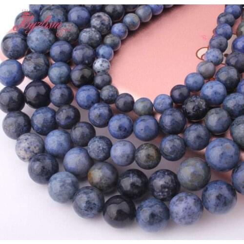 Blue Jaspers Agates Beads Round Smooth Natural Stone Spacer Beads for Men DIY Accessories Necklace Bracelet Jewelry Making 15"
