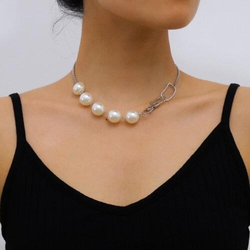 Simulated Pearl Chain Stitching Singlelayer Necklace Keychain Chain Necklace For Women Charm Fashion Jewelry Choker Necklaces