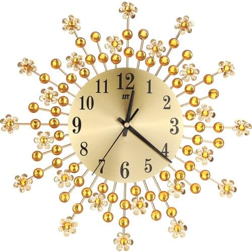 Gold Metal Flower Wall Clock Modern Design Living Room Guess Watch Mechanism Office Decoration Vintage Home Decor Kitchen 5ZB162